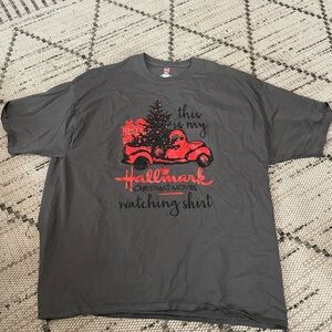 Hanes gray Tagless T-Shirt “hallmark Christmas movies watching shirt”